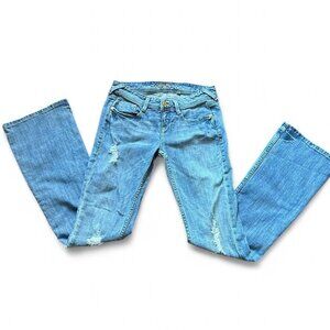 Vintage 00s Bebe Light wash distressed low rise denim jeans Ultra low waist 27